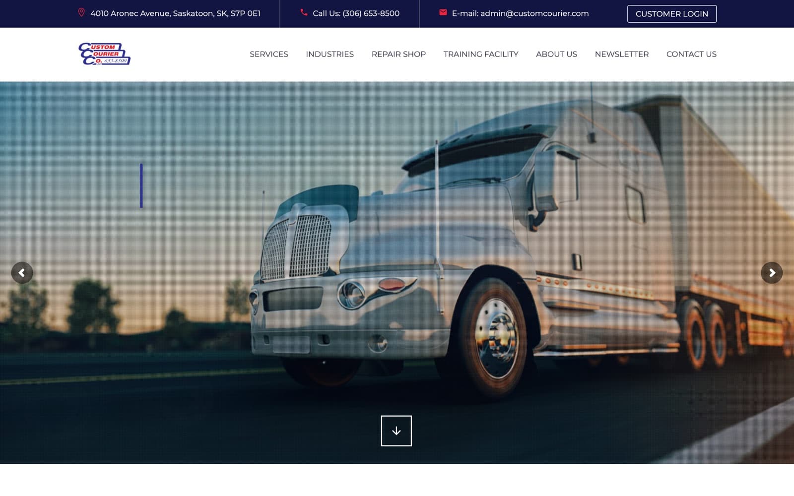 Custom Courier homepage screenshot