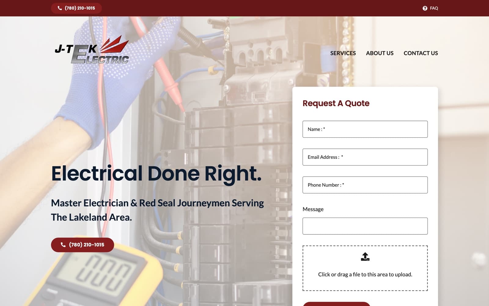 JTek Electric homepage screenshot