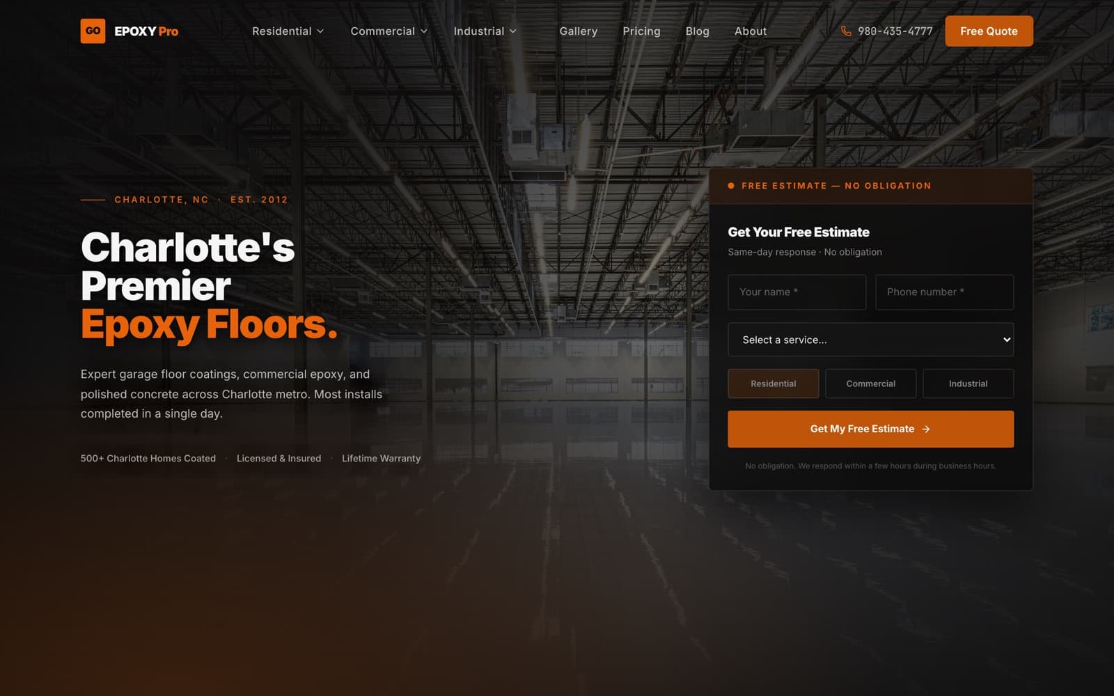 GoEpoxy Charlotte homepage screenshot